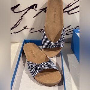 JACK ROGERS Dorothy Blue & white gingham bow. NIB Comfort slide sandal size 10